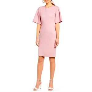Rachel Parcel Flutter Sleeve Ponte Rose Gold Dress. Size XL